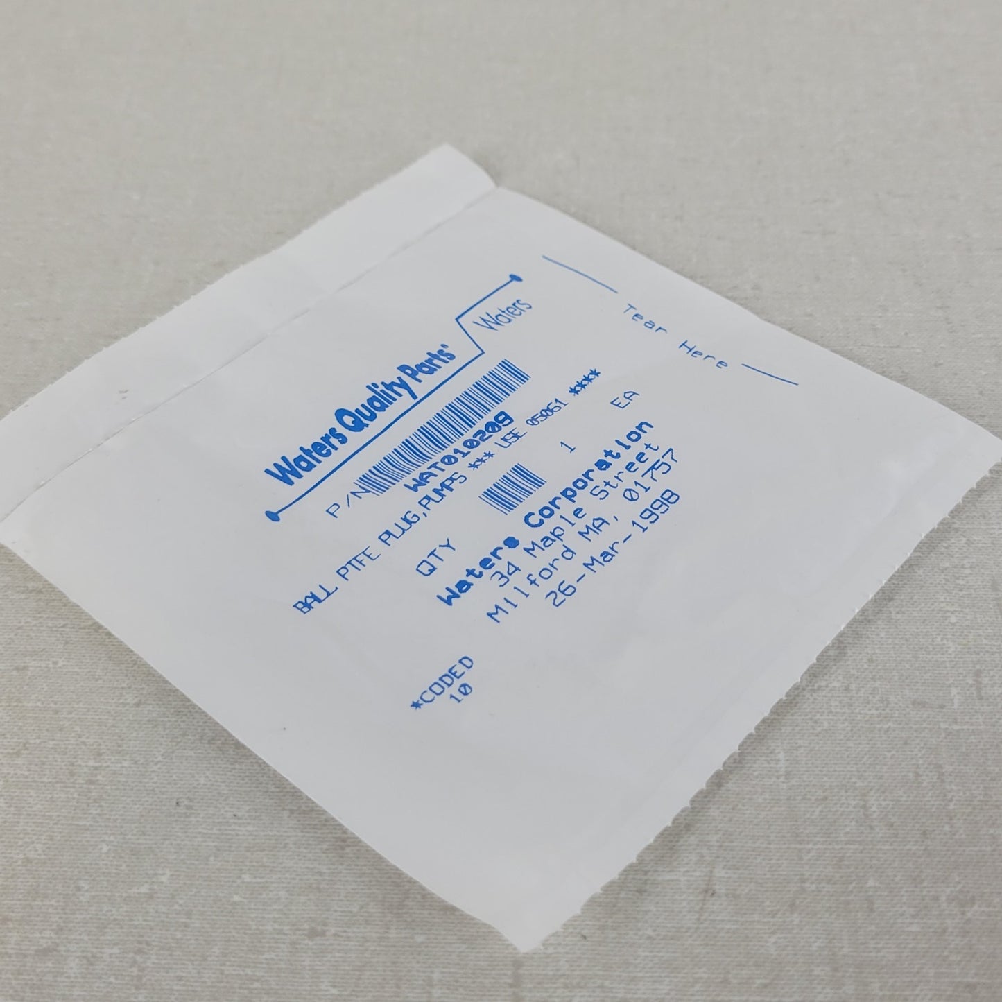 Waters WAT010209 PTFE Ball Seal Plug for 501 510 590 6000A HPLC Pumps