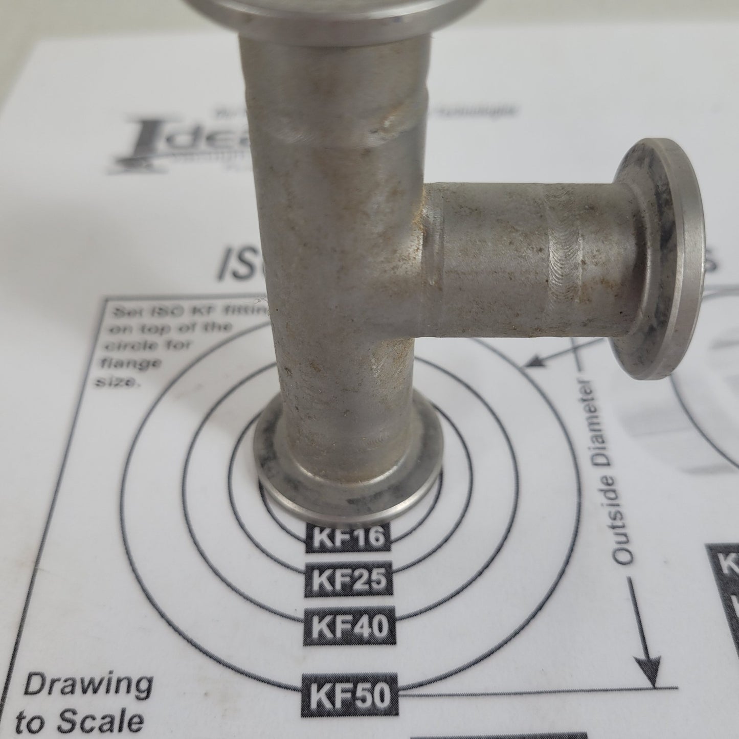 KF16 NW16 QF16 High Vacuum 3-Way Stainless Steel Tee HV UHV Splitter