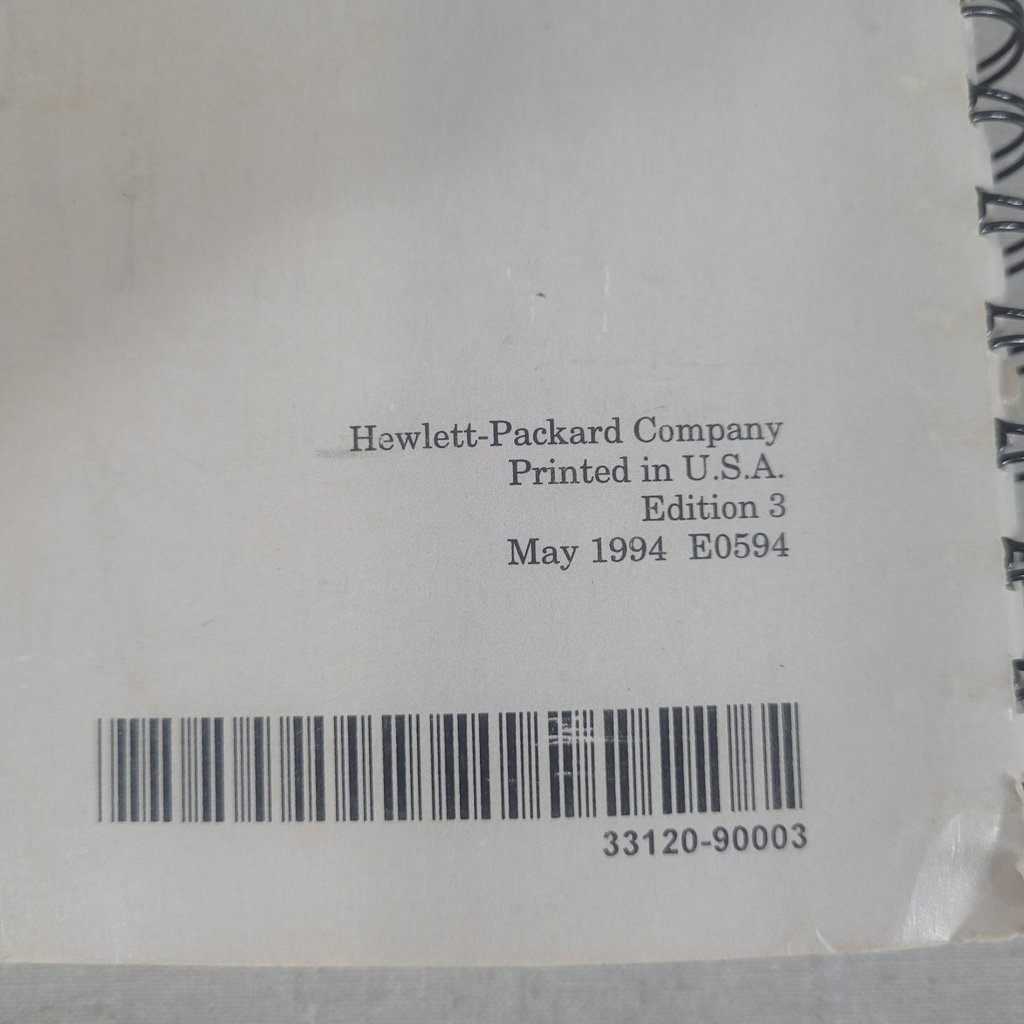HP 33120-90003 33120A Function Arbitrary Waveform Generator User's Guide Manual