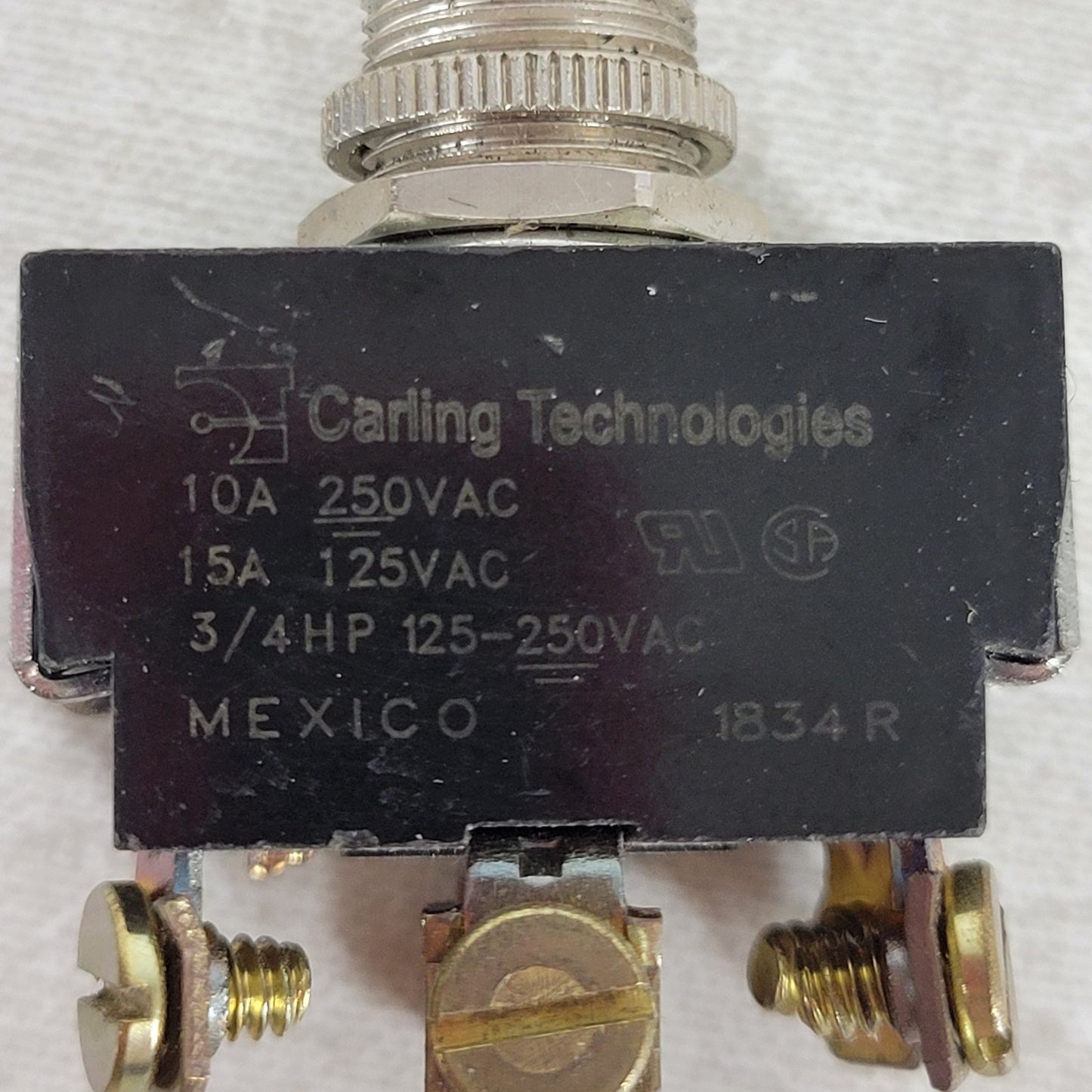 3 Units: Carling Technologies 1834R Toggle Switches 15A 125V 10A 250V 3/4HP