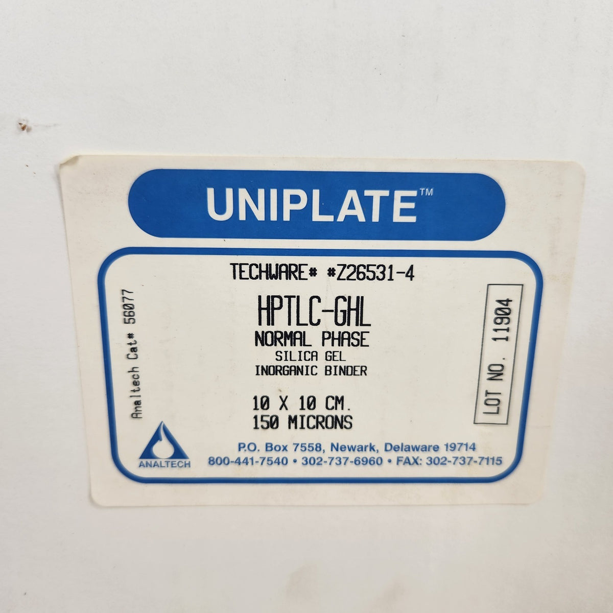 Lot 24 Analtech 56077 HPTLC-GHL Silica Gel UNIPLATES 10x10cm 150um