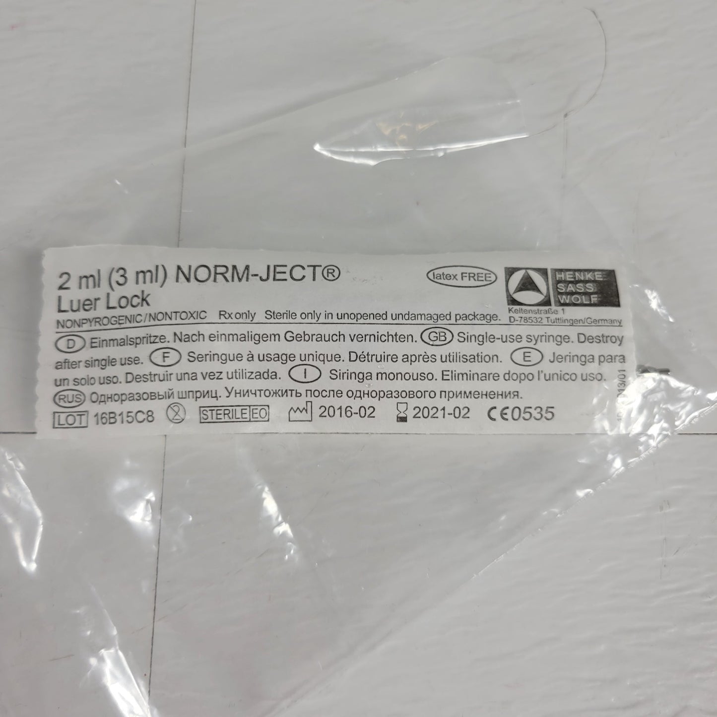Waters WAT025559 HPLC Pump Priming Luer Lock Srng & Ndl w/ Nut & Ferrule