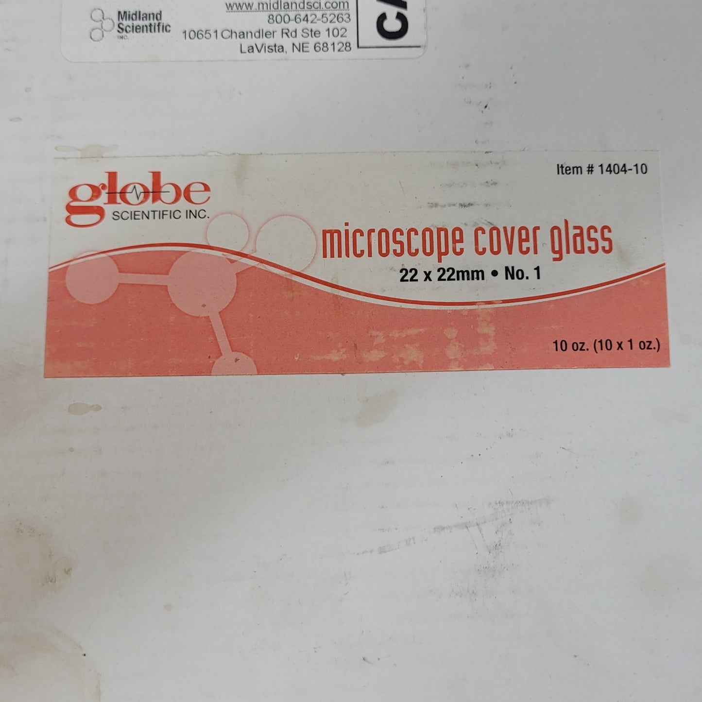 Globe Scientific 1404-10 Microscope Cover Glass 22x22mm No.1 10oz 10-Pack