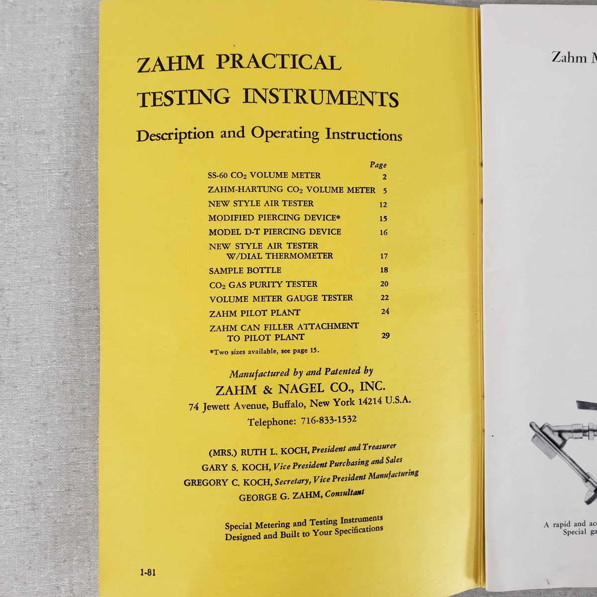 Zahm & Nagel CO2 Piercing Device Carbonation Tester Pressure Gauge