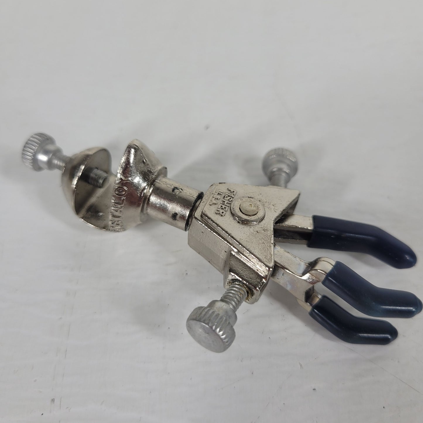 Lot of 3 Fisher Assorted 3- and 2-Prong Lab Utility Clamps w/ Bosshead Holders