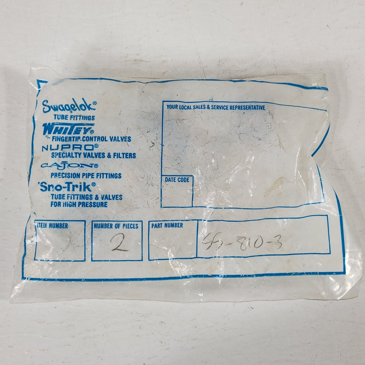Swagelok SS-810-3 2-Pack 1/2" OD 316 Stainless Steel Compression Union Tee