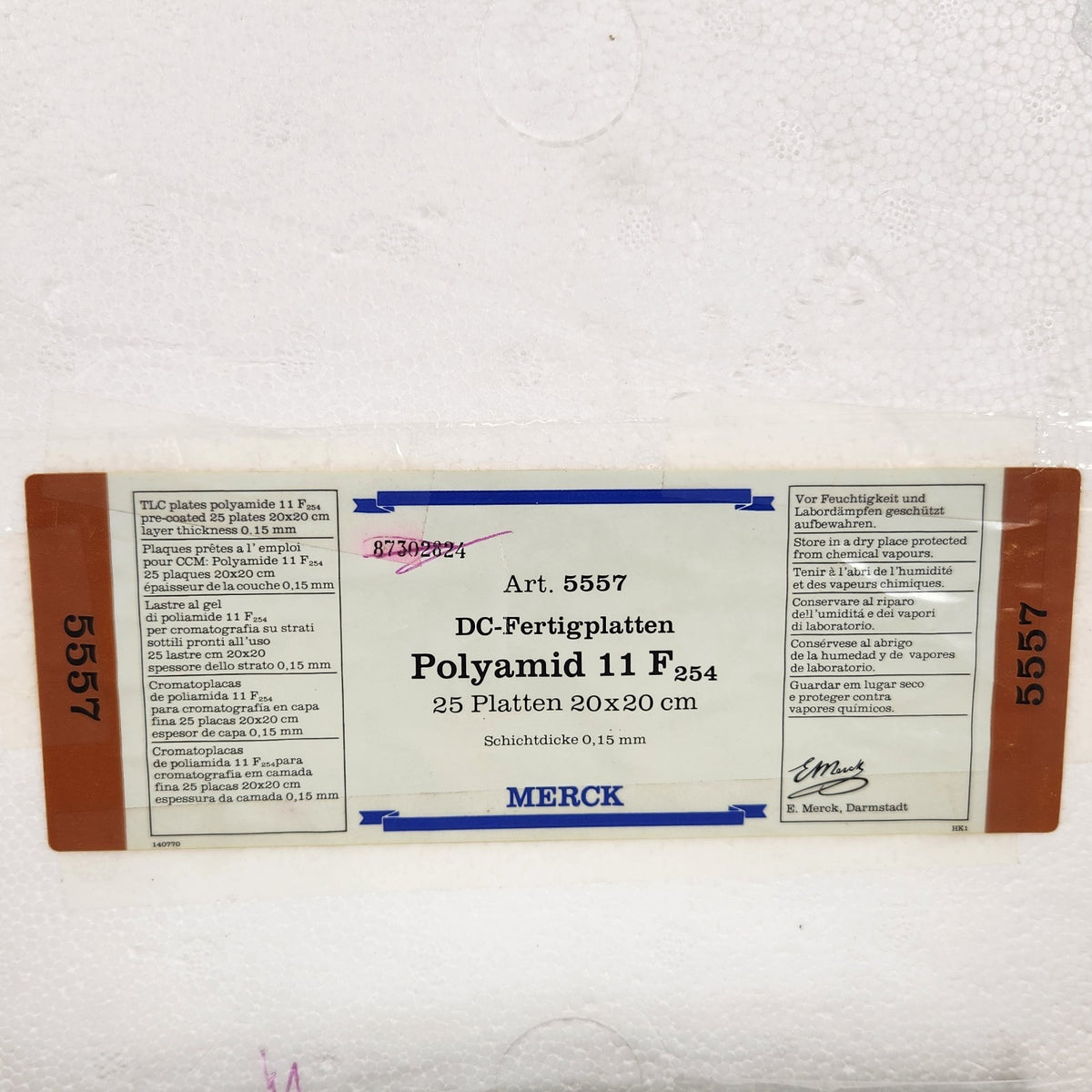 Lot 20 Merck 5557 Polyamide 11 F254 TLC Glass Plates 20x20cm 0.15mm