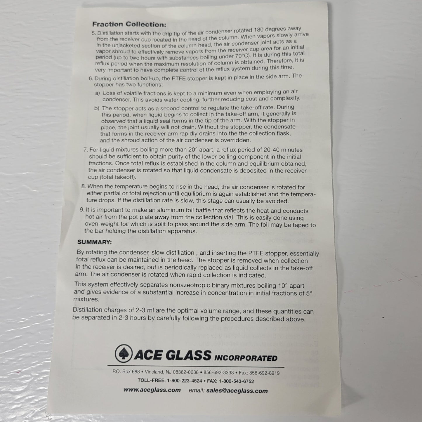 Ace Glass 9595-47 Complete Micro Spinning Band Distilling Column 14/10 w/Box