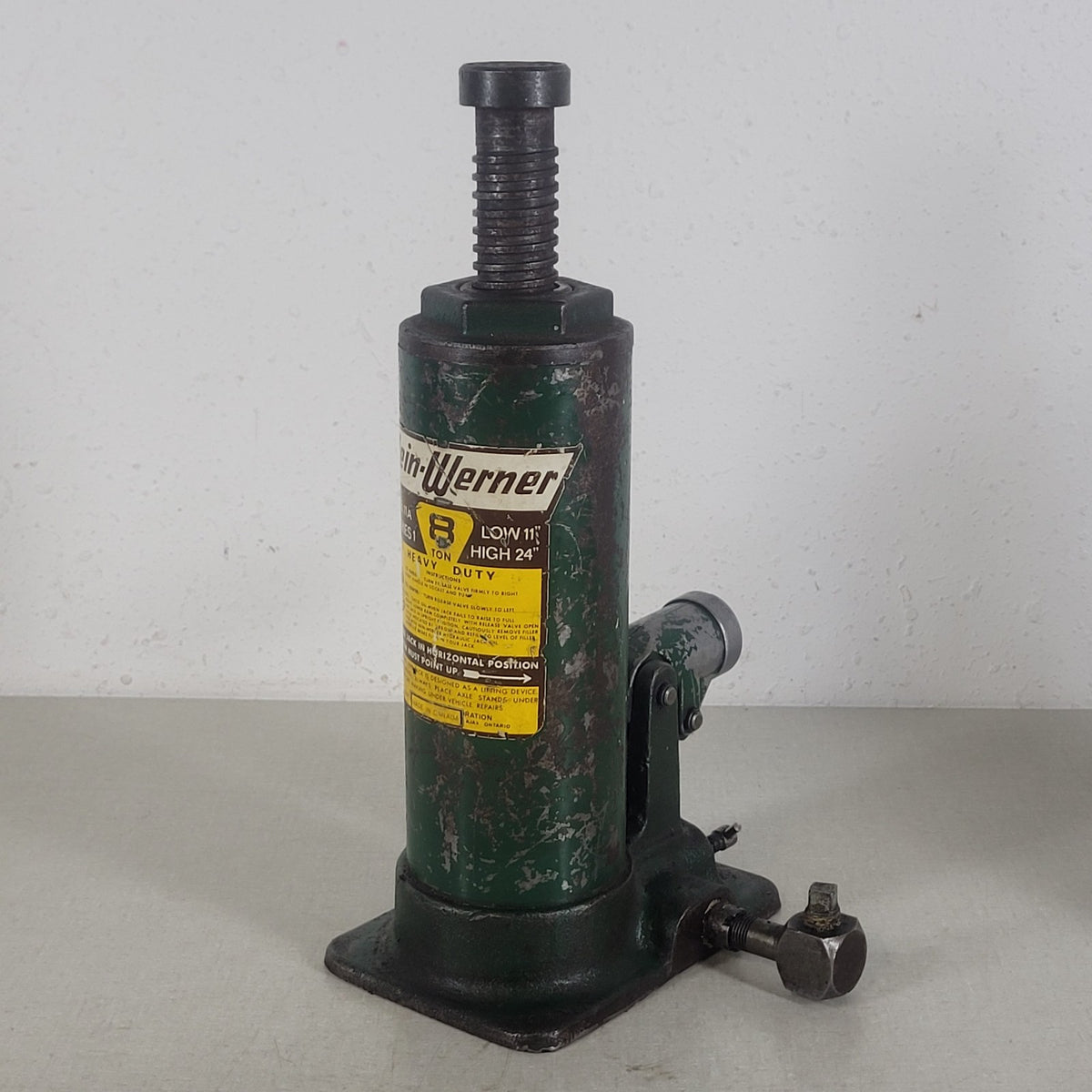 Hein-Werner E8.11A 8 Ton Hydraulic Bottle Jack Heavy Duty 11-24" Tested