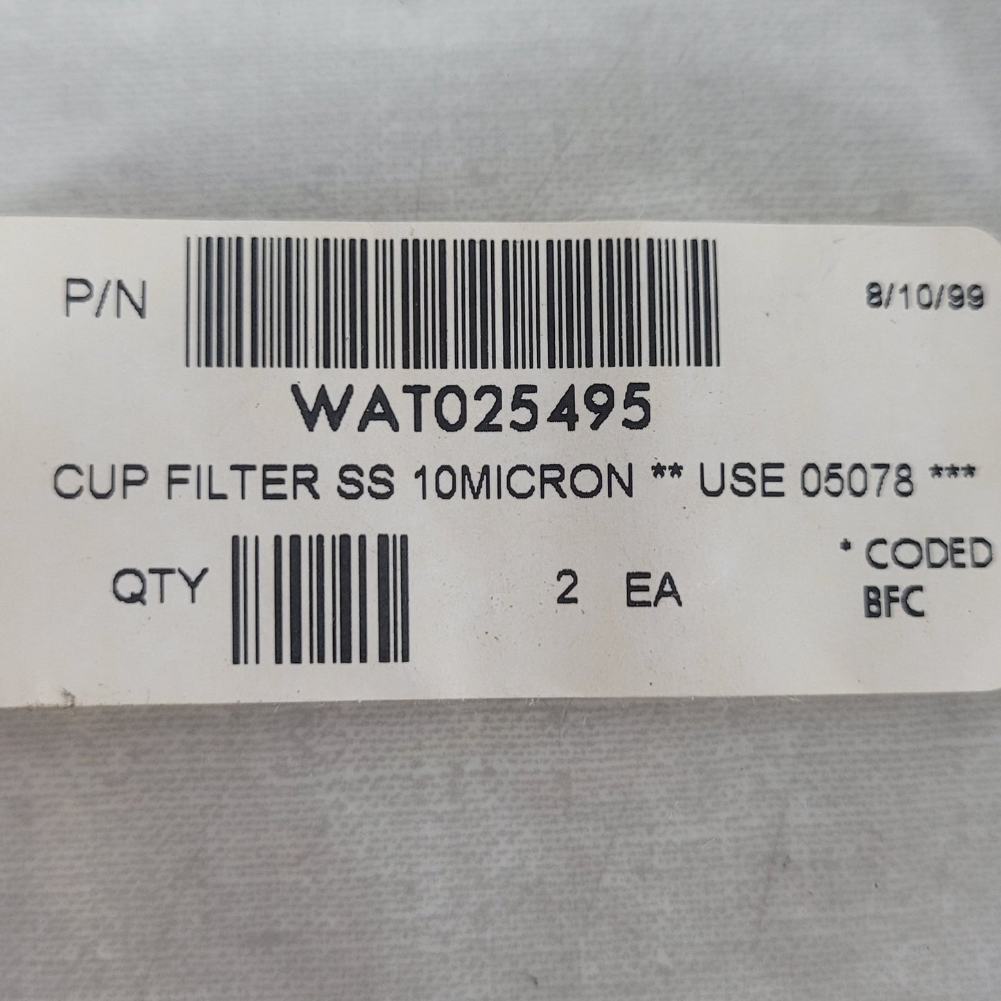 Waters WAT025495 10 Micron Stainless Steel Cup Filter HPLC Pump Check Valve OEM