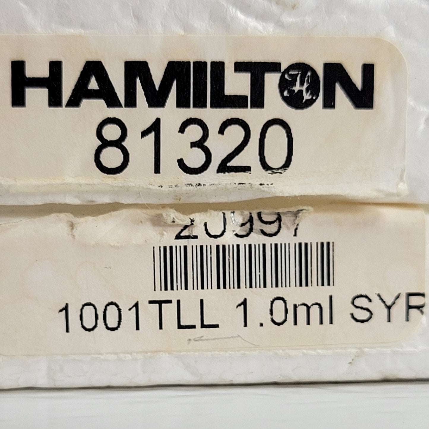 HAMILTON 81320 1.0ml/1000μl Gastight #1001 Srng, No Ndl