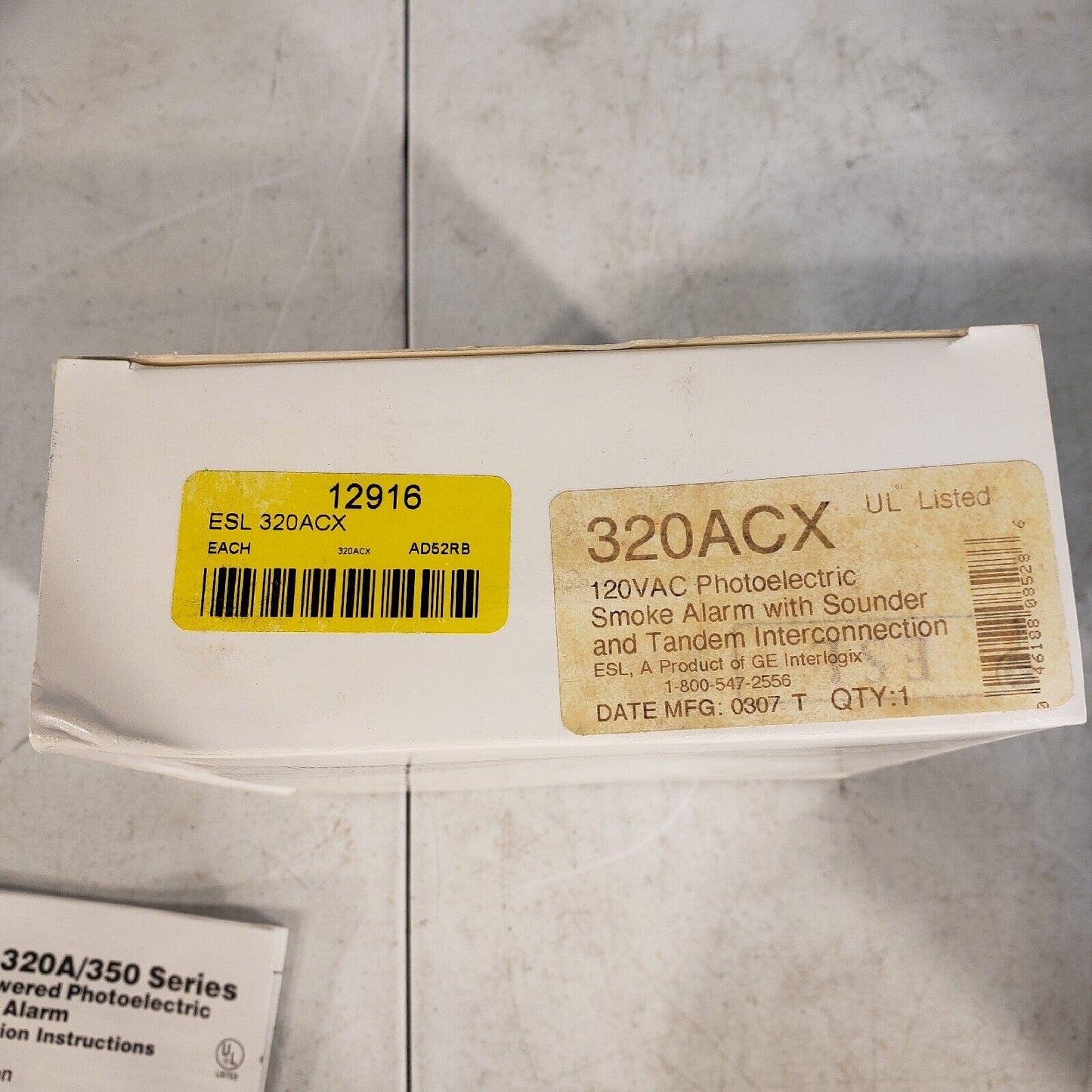 ESL 320ACX Series Photoelectric Smoke Alarm 320ACX 1034238 Rev C