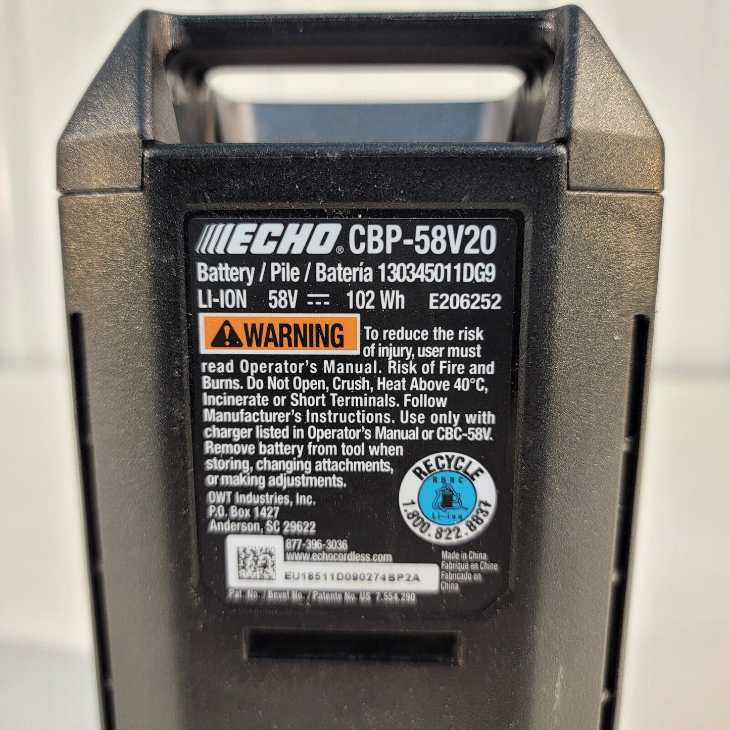 ECHO CBP-58V20 58V 2Ah Lithium-Ion Battery Pack For Parts - Dead Cells