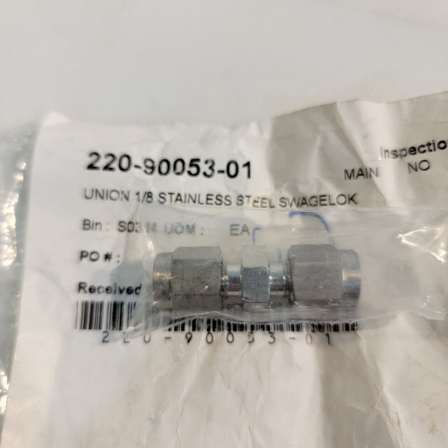 Shimadzu 220-90053-01 1/8" Union Stainless Steel Swagelok w/ Ferrules