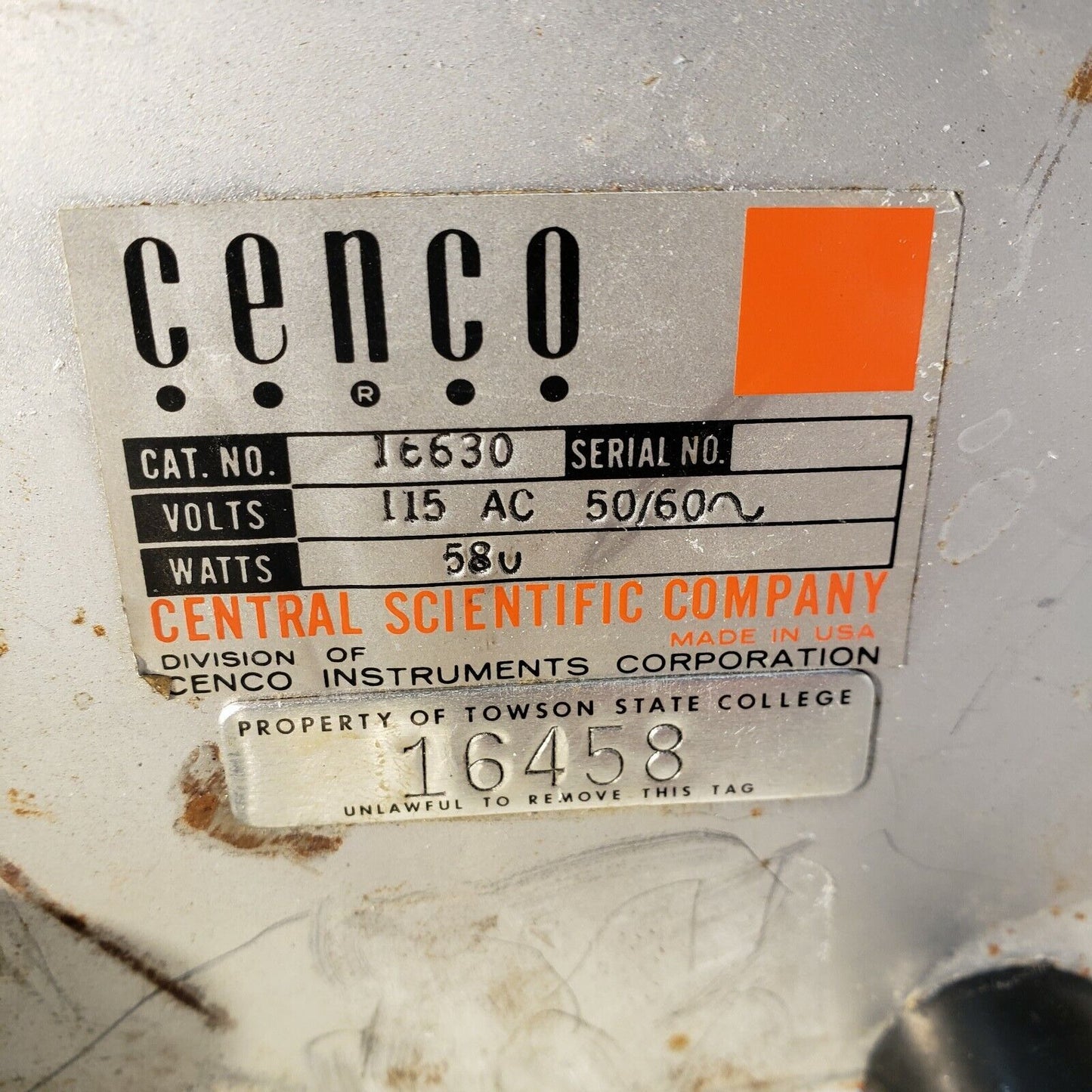 Cenco 16630 Lab Hot Plate, Tested Heats 580 Watt
