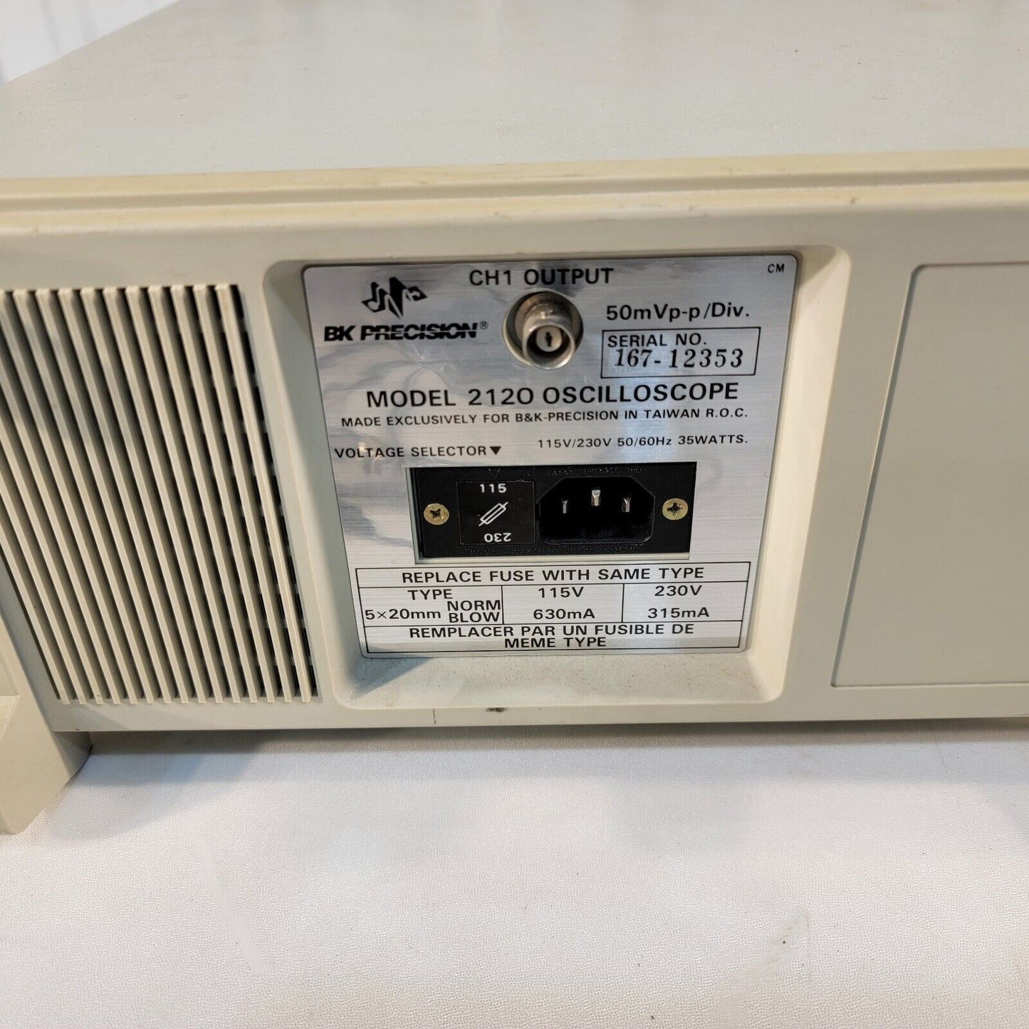 Tested Works Vintage BK Precision 2120 Dual Channel 20 MHz Analog Oscilloscope