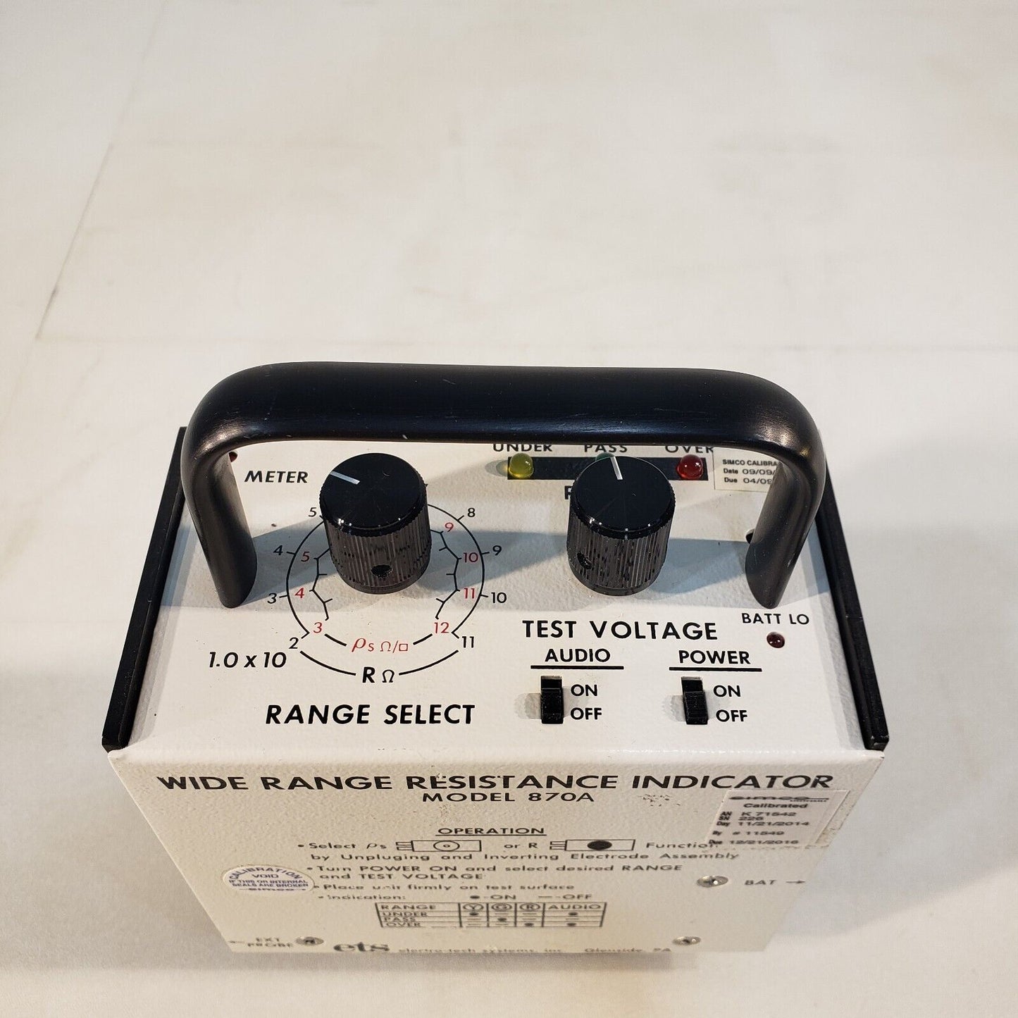Electro-Tech Wide Range Resistance Indicator 870 w/ Surface Resistance Probe Kit