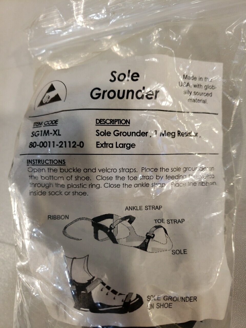 Desco SG1M-XL Sole Grounder 1 Meg Resistor Extra Large ESD Electrostatic Safety