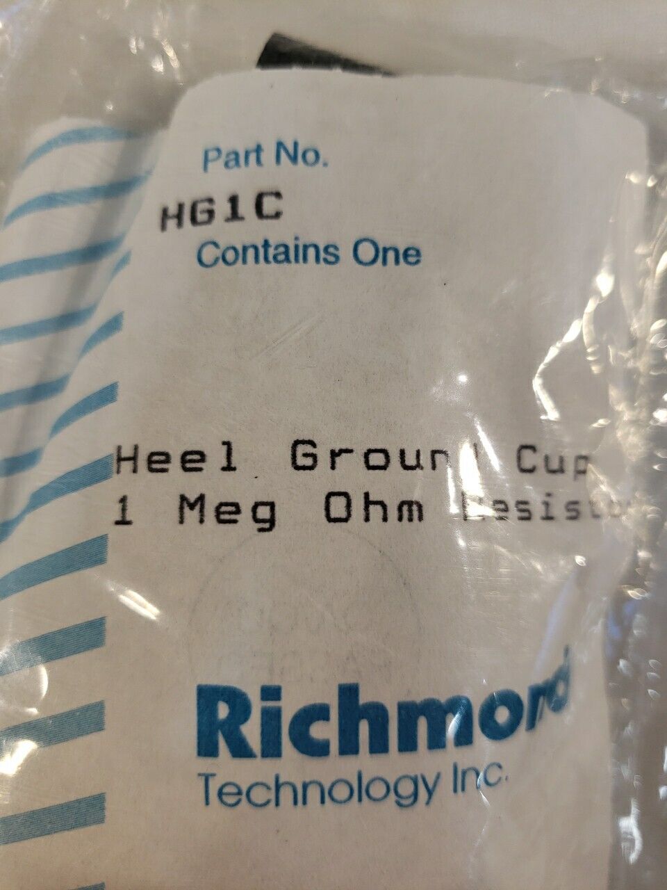 Richmond Technology HG1C Heel Ground Cup 1 Meg Ohm Electrostatic Safety