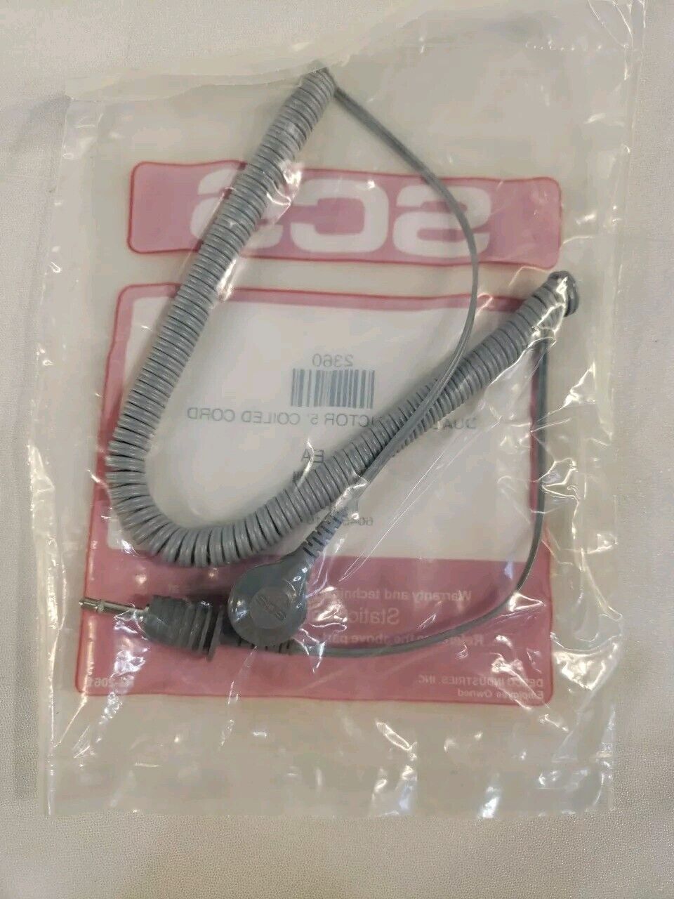 Desco 2360 SCS Dual Conductor 5ft Coiled Cord Esd Electrostatic Safety