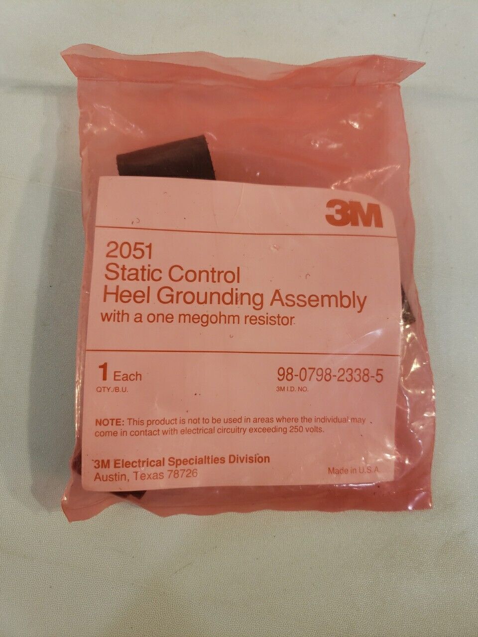 3M 2051 Static Control Heel Grounding Assemble 1 Megohm Resistor ESD Safety