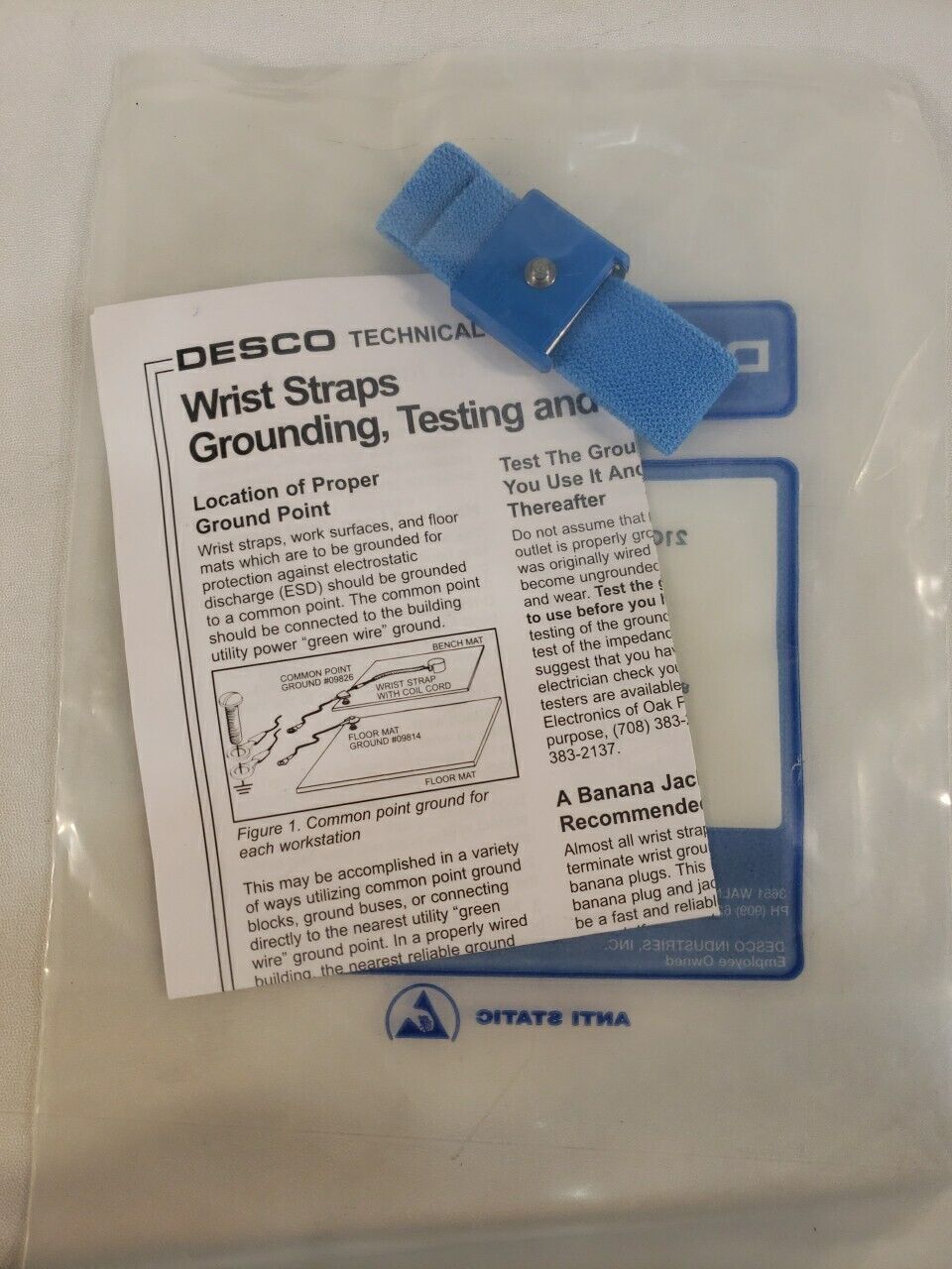 Desco 09028 Grounding Wristband Elastic Adjustable 4MM Electrostatic ESD Safety