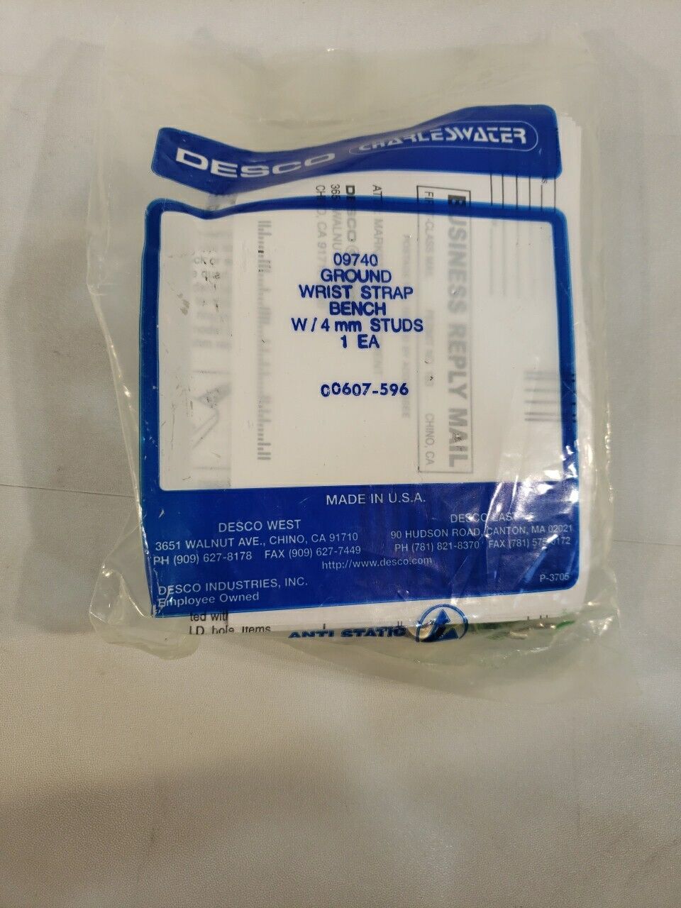 Desco 09740 Ground Wrist Strap Bench W/ 4mm Studs Electrostatic ESD Safety