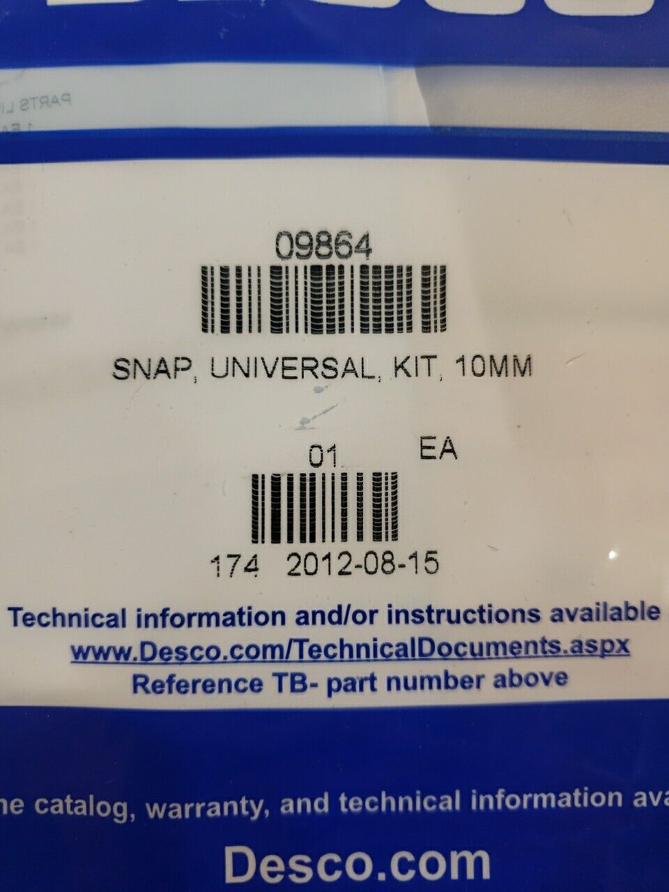 Desco 09864 Snap Universal Kit 10MM Electrostatic Discharge ESD Safety