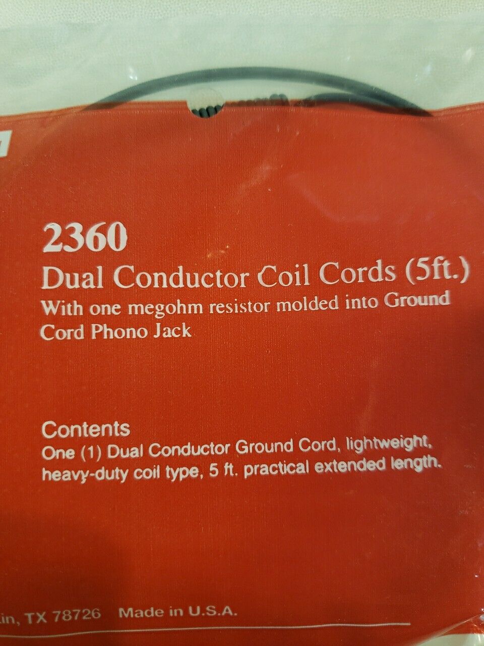 3M 2360 Dual Conductor Coil Cords 5ft 1 Megohm Resistor Electrostatic ESD Safety