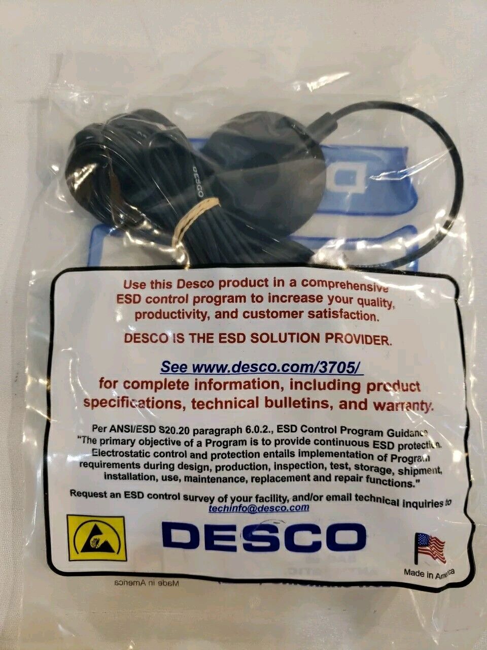 Desco 09813 Grounding Cord Floor Mat 10MM Stud W/Res 15ft TB-2000 Electrostatic