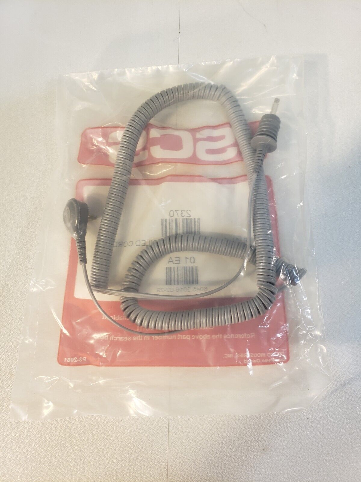 Desco 2370 SCS Dual Conductor 10ft Coiled Cord Esd Electrostatic Safety