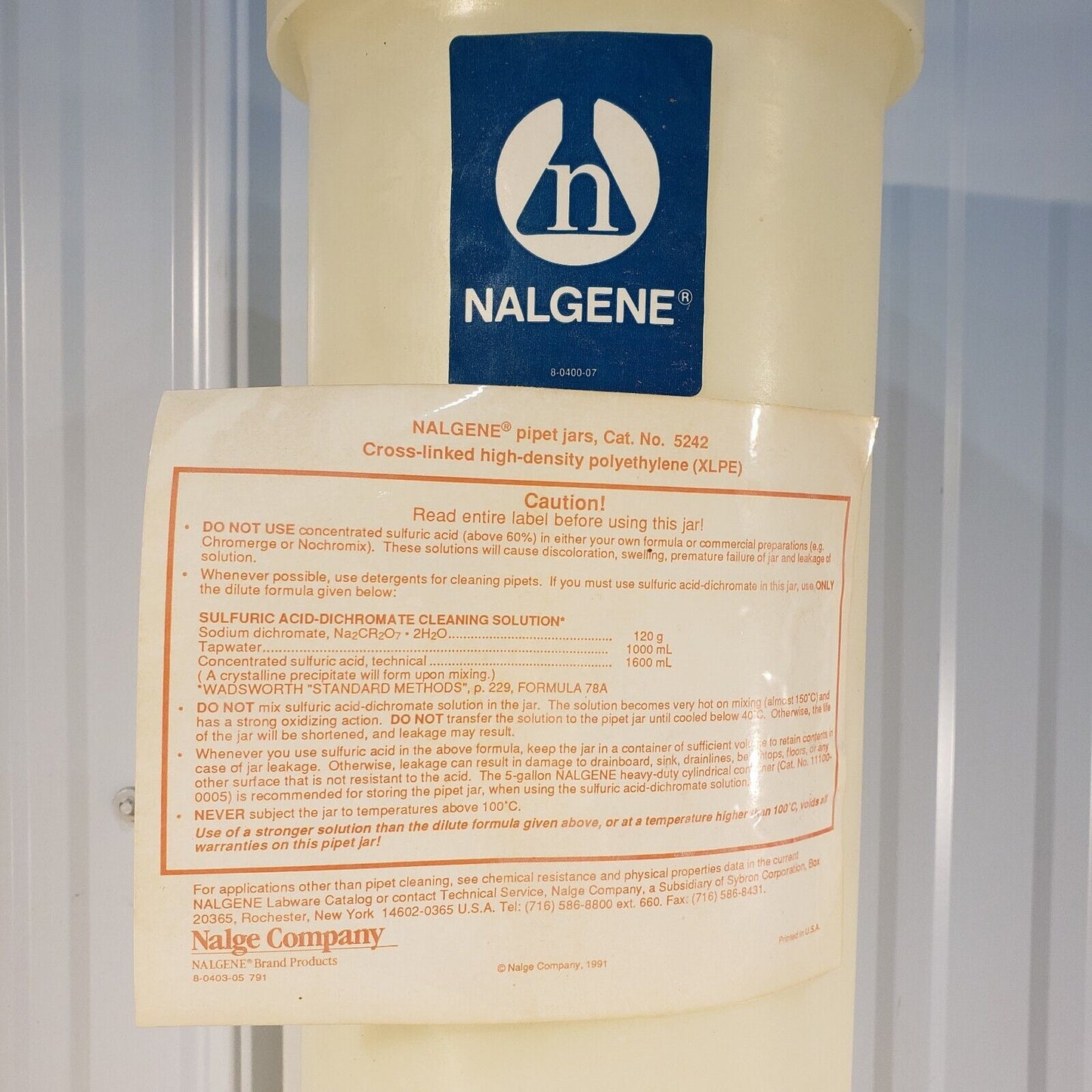 Nalgene 8-0400-07 Labware Pipet Pipette Cylinder Container