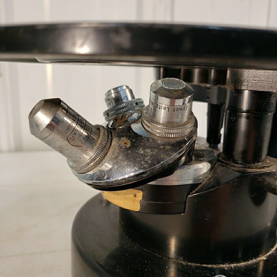 Ernst Leitz Wetzlar Microscope 562958 3.5/6/10:1 Vintage Germany Inverted