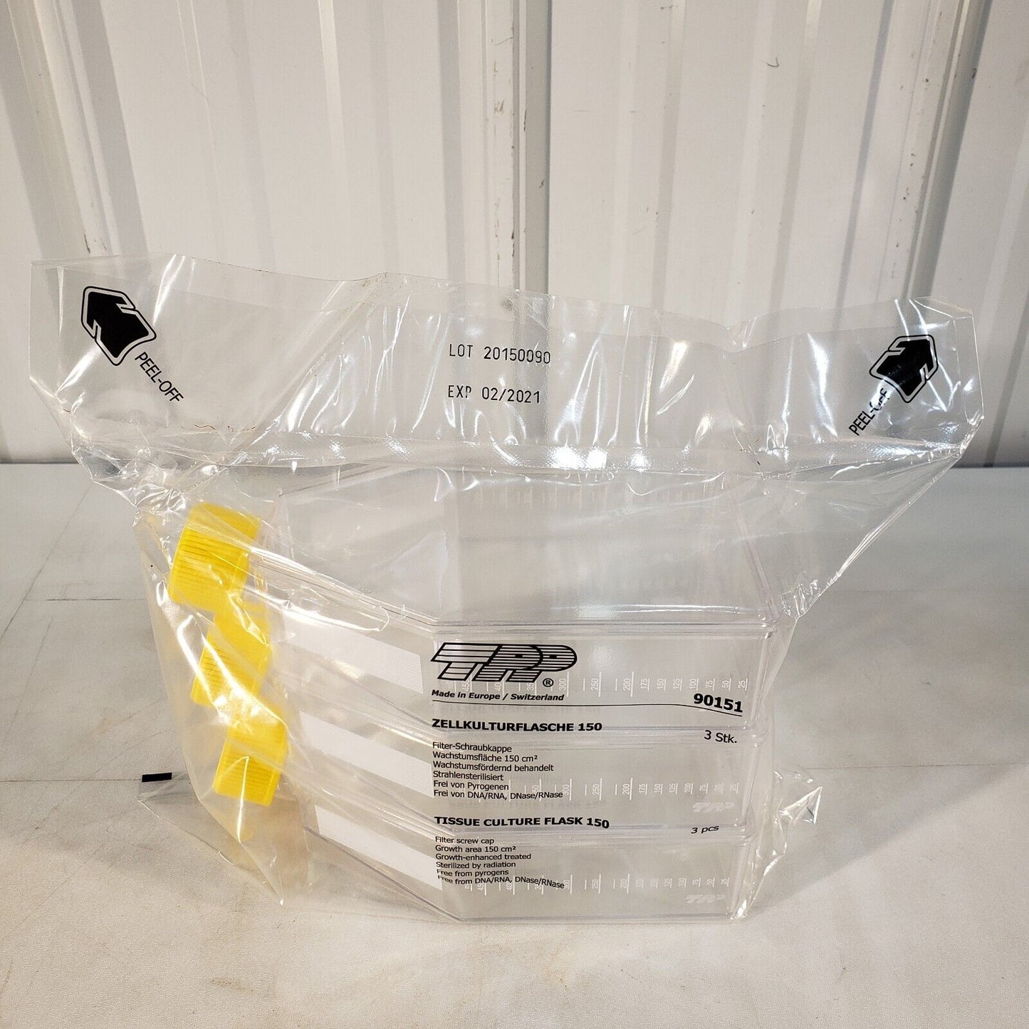 Lot Of 3 TPP 90151 150cm^2 Tissue Culture Flasks 450mL New Old Stock NOS