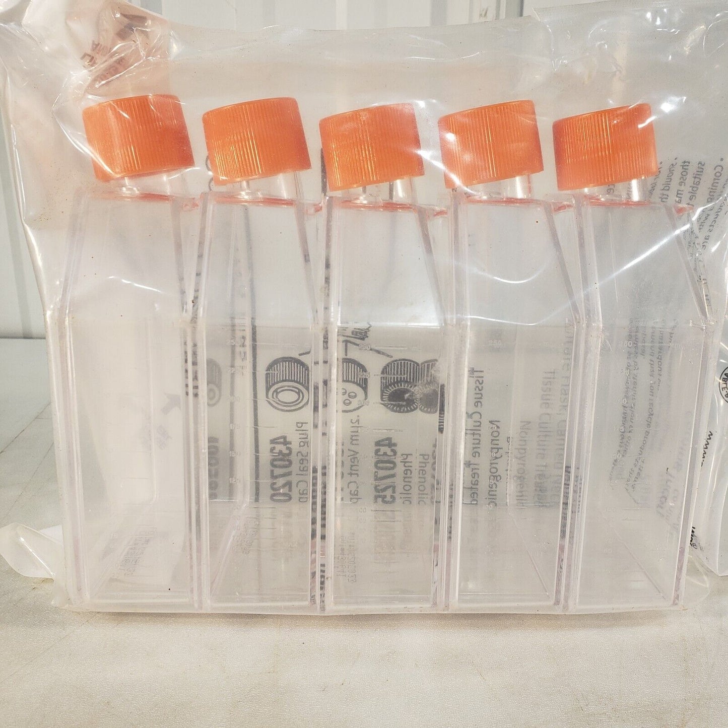 5-Pack Corning 430641 75cm^2 Cell Culture Flask 250mL New Old Stock NOS