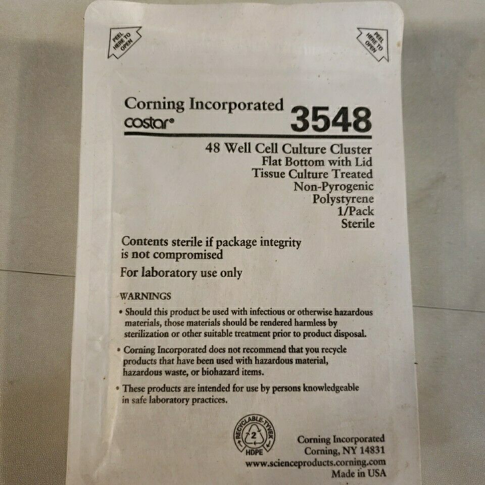 Corning 3548 Cell Culture Cluster 48 Well Flat Bottom With Lid Costar