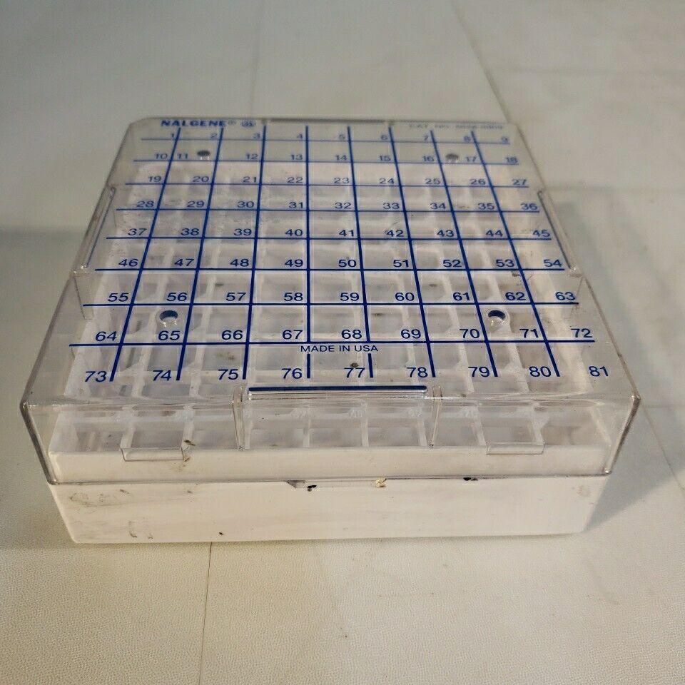 Nalgene 5026-0909 CryoBox 81-Place Cryogenic Vial Storage Box 1.2 & 2.0mL Clear