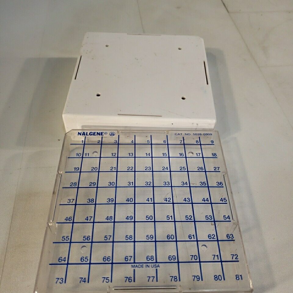 Nalgene 5026-0909 CryoBox 81-Place Cryogenic Vial Storage Box 1.2 & 2.0mL Clear