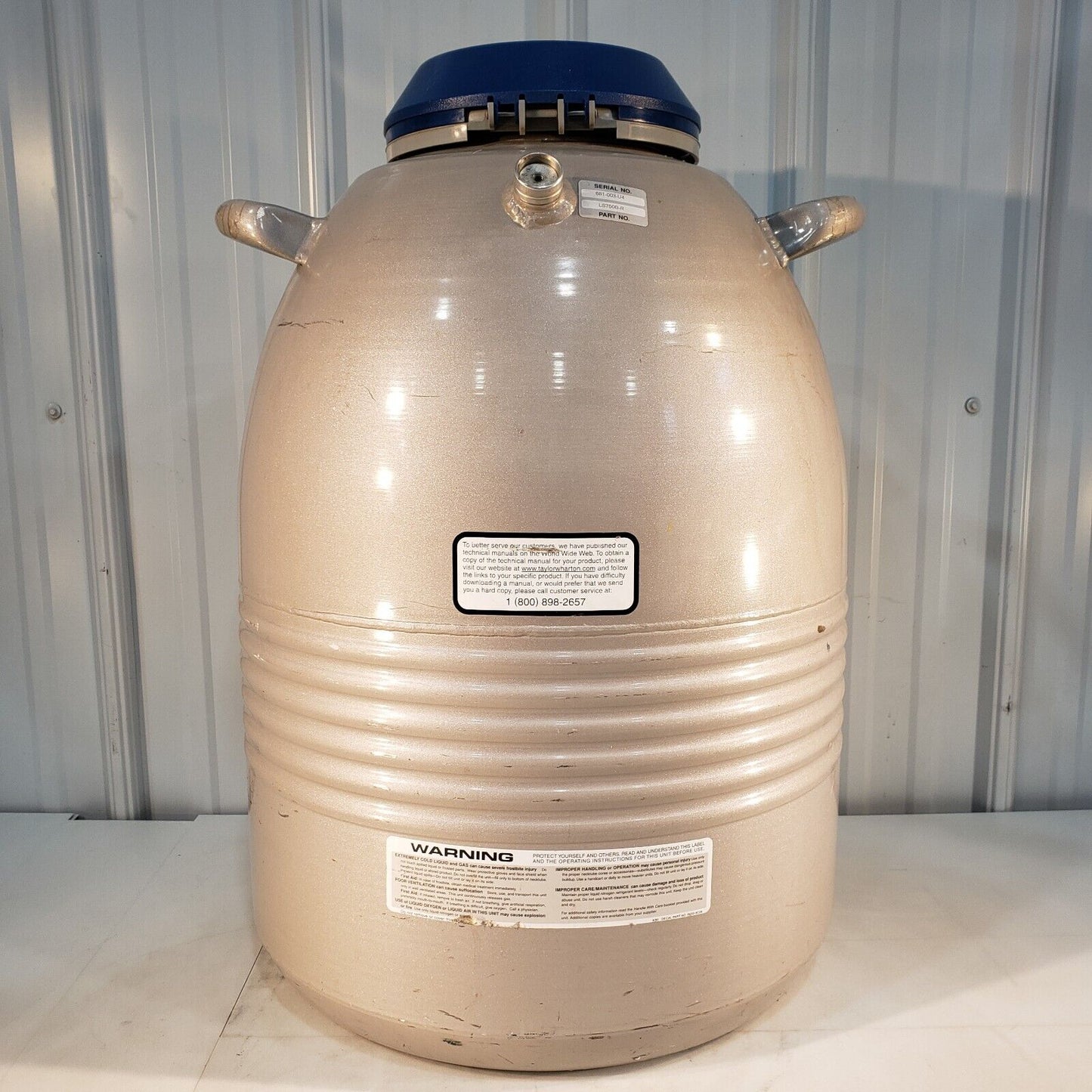 Taylor-Wharton LS750B-R 35L LN2 Cryogenic Sample Storage Vessel Dewar w/ Cart