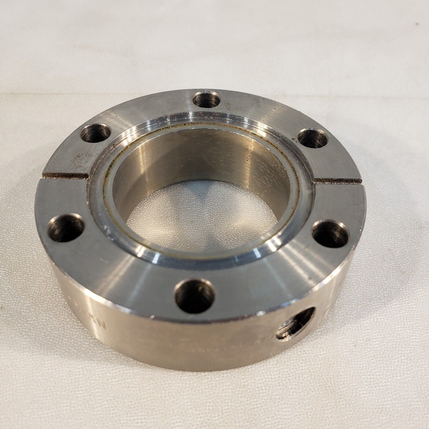 Varian 2.75" DN35CF Double Sided Flange w/ Side Port Fitting High Vacuum SS