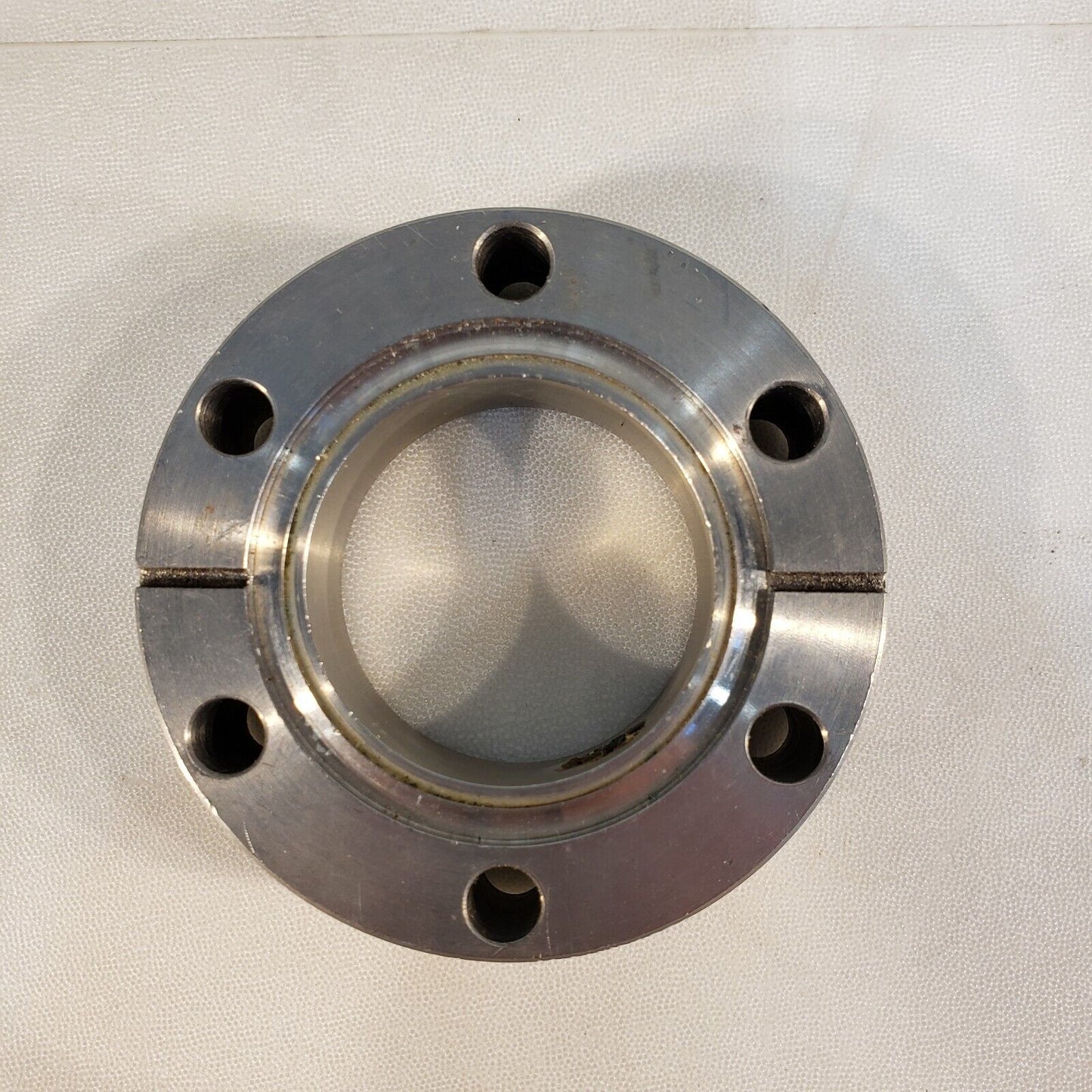 Varian 2.75" DN35CF Double Sided Flange w/ Side Port Fitting High Vacuum SS