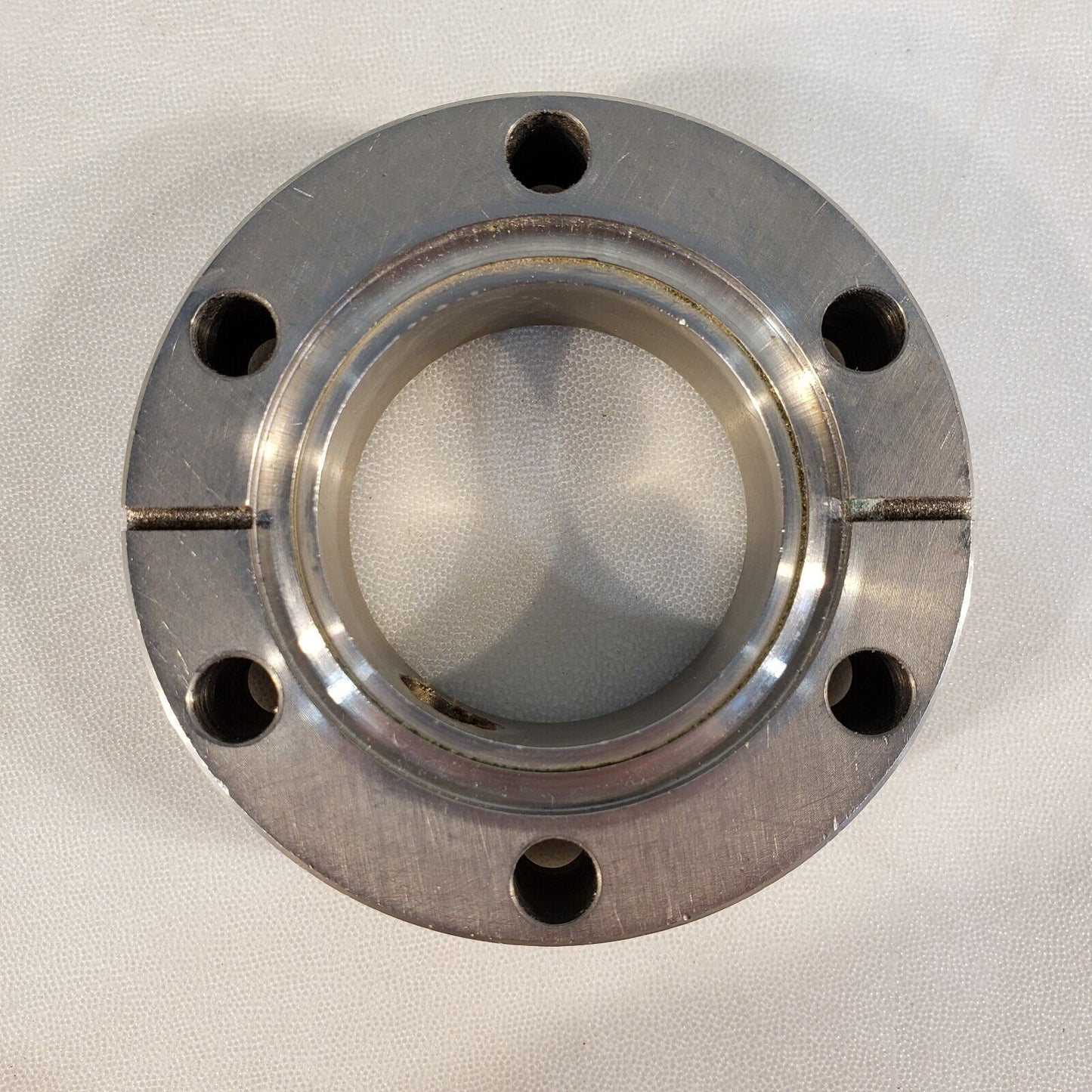 Varian 2.75" DN35CF Double Sided Flange w/ Side Port Fitting High Vacuum SS