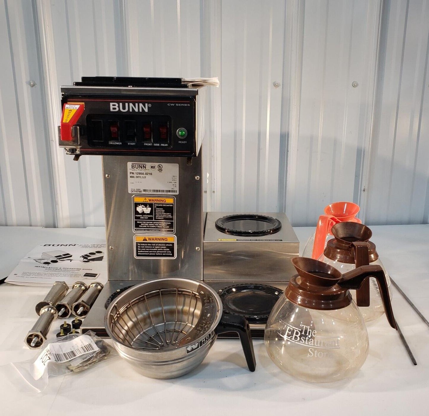 Bunn CWTF15-3 Automatic Coffee Brewer Stainless Funnel 12 Cup w/ 3 Lower Warmers
