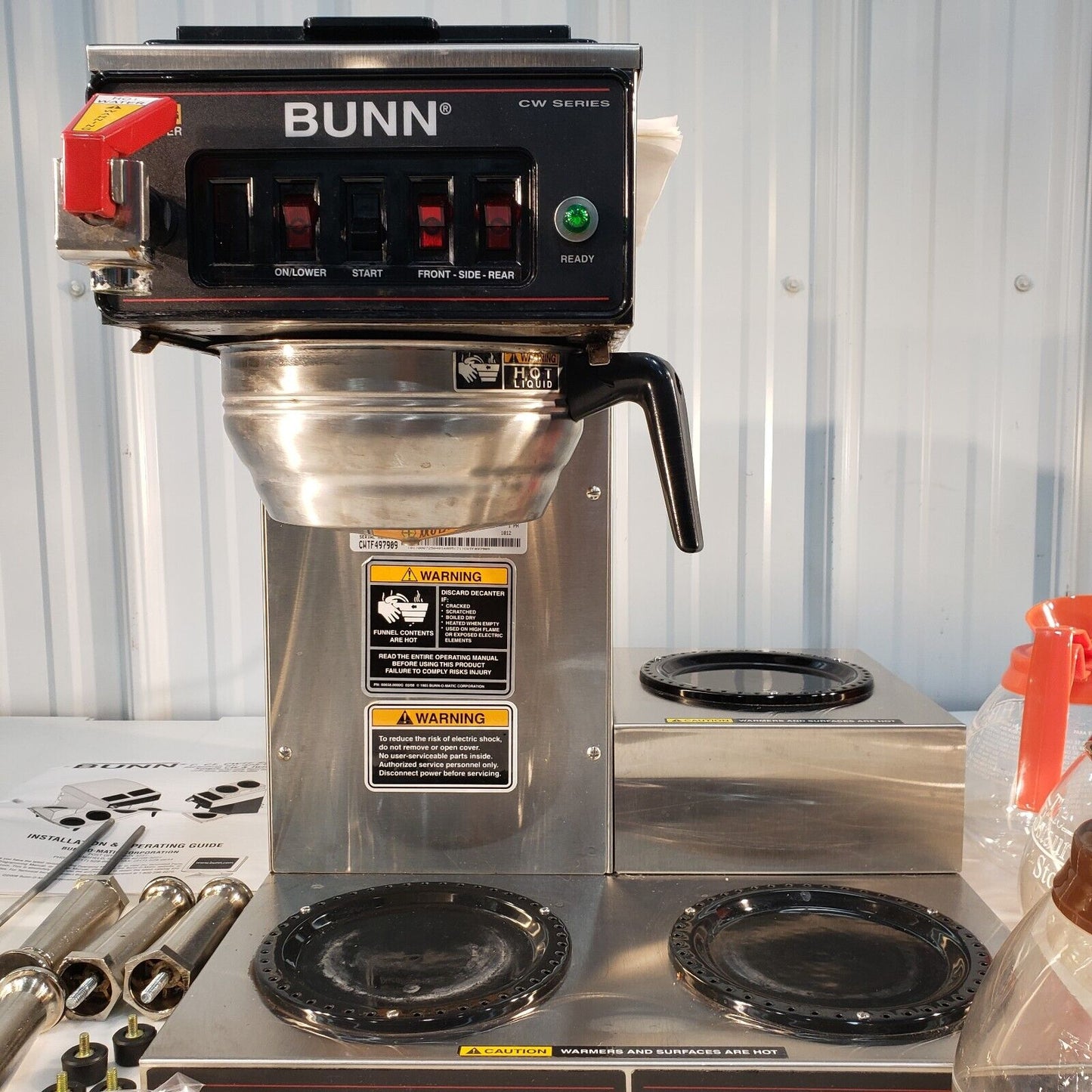 Bunn CWTF15-3 Automatic Coffee Brewer Stainless Funnel 12 Cup w/ 3 Lower Warmers