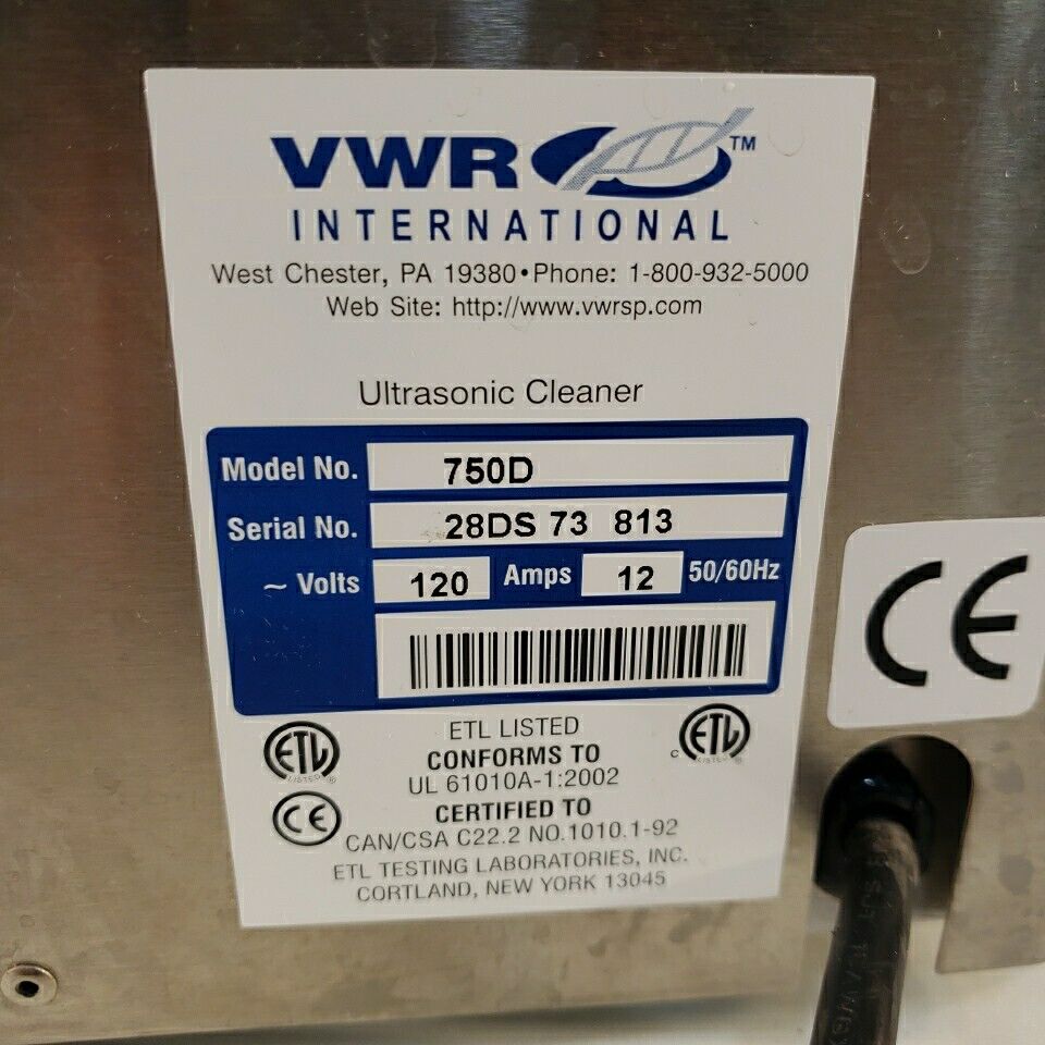 VWR 750D Ultrasonic Cleaner Adjustable Heater Degas Sonics 120V Tested Working