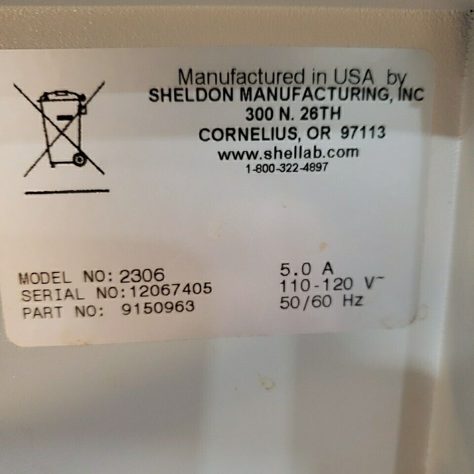 Shel Lab Sheldon 2306 CO2 Incubator Adjustable CO2% Laboratory Oven 120V Tested