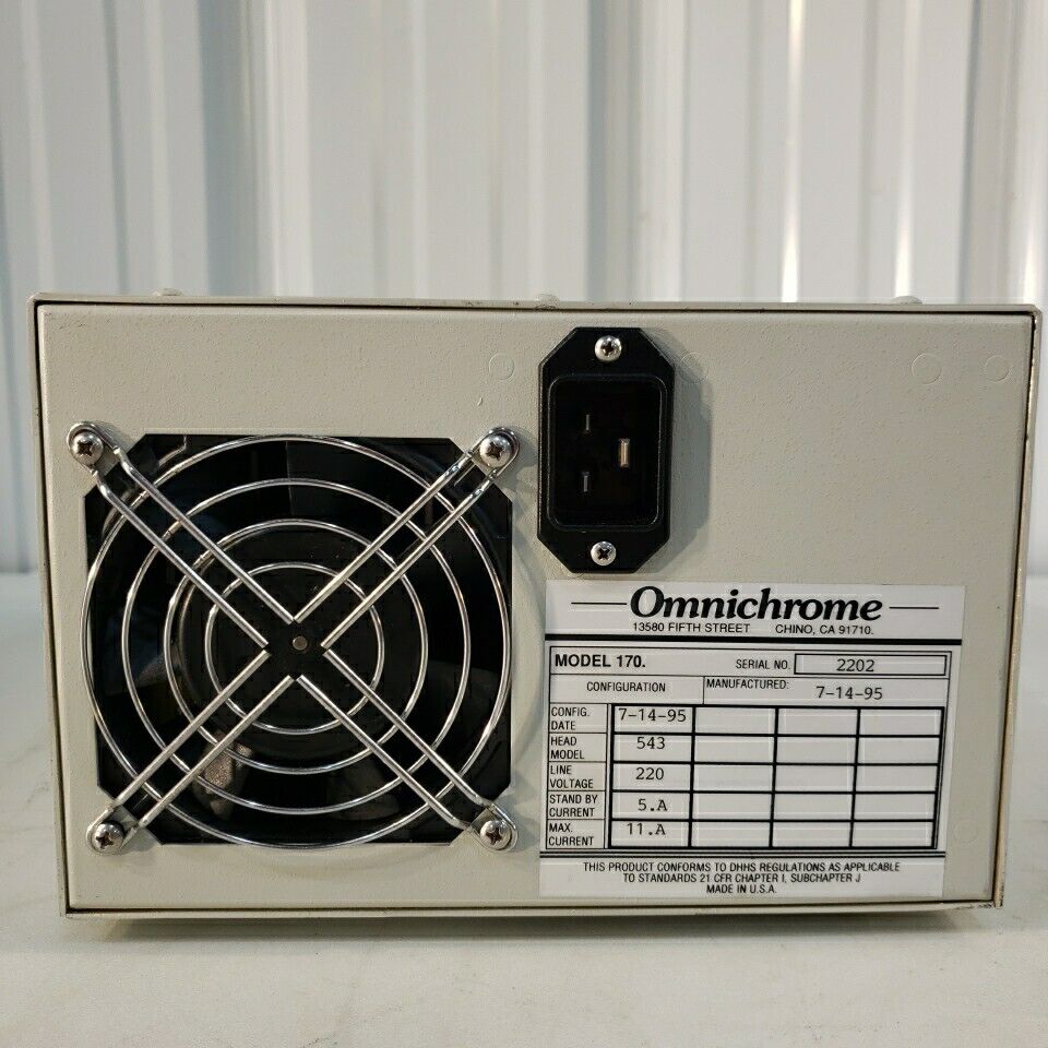 Omnichrome 170 Ion Laser Power Supply 220v Line Voltage 5A Standby 11A Max