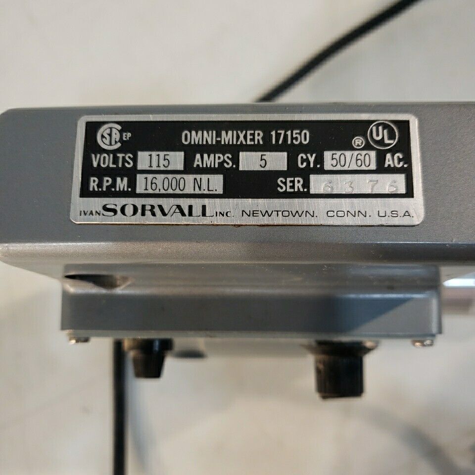 Sorvall 17150 Omni-Mixer 115V 5A 16000RPM With Speed Control Homogenizer