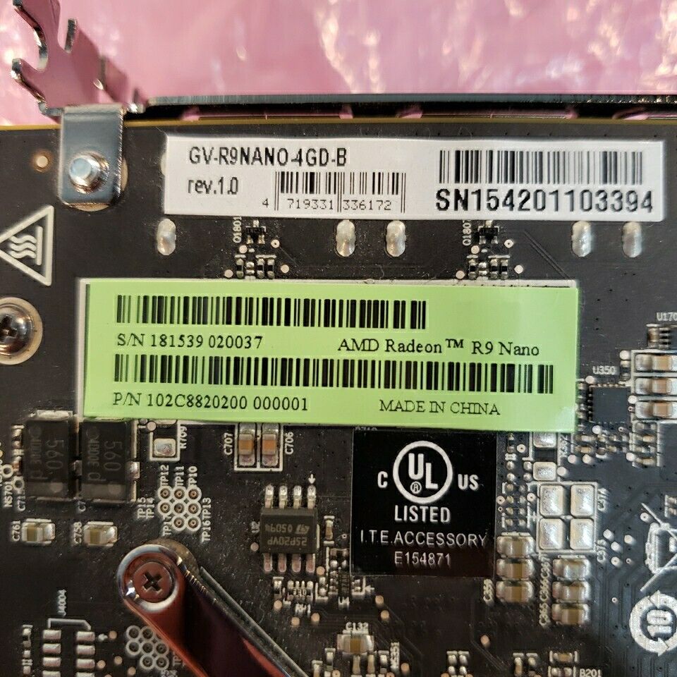 Gigabyte Radeon GV-R9NANO-4GD-B Graphics Card 4GB R9 Nano GPU
