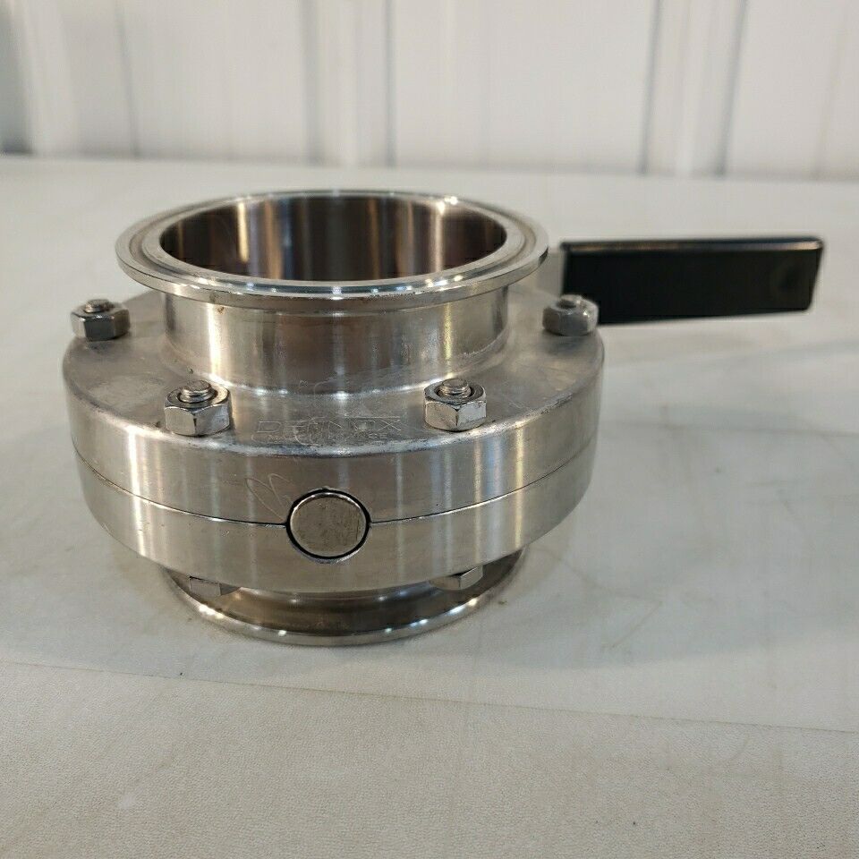 Definox Tri Clover 3" Manual Butterfly Valve Sanitary Stainless Steel Fitting